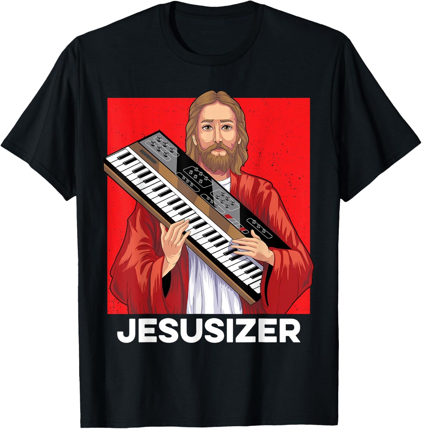 Jesusizer Holy Synthesizer Analog Jesus Synth Music Nerd T-Shirt - T-Shirt | Black