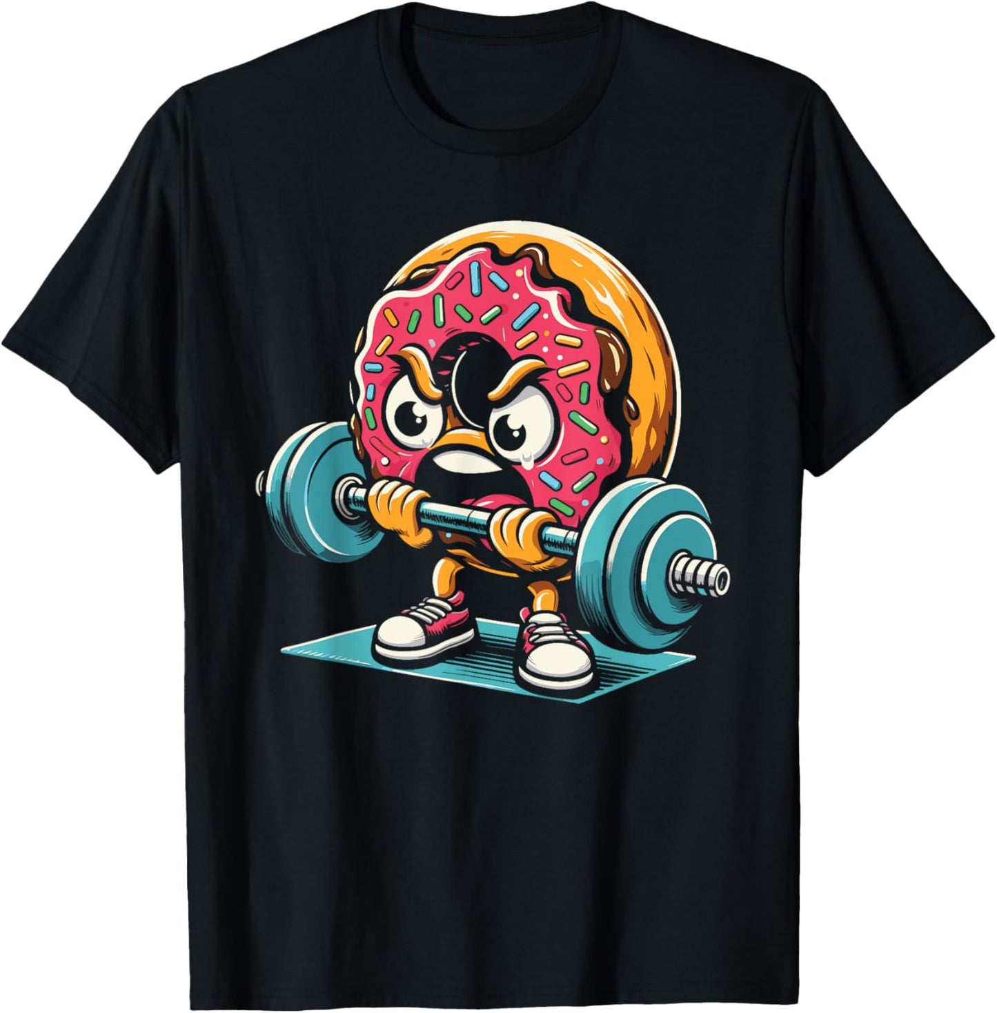 Donut Lifting Weights Funny Gym Workout Weightlifting T-Shirt - T-Shirt | Black