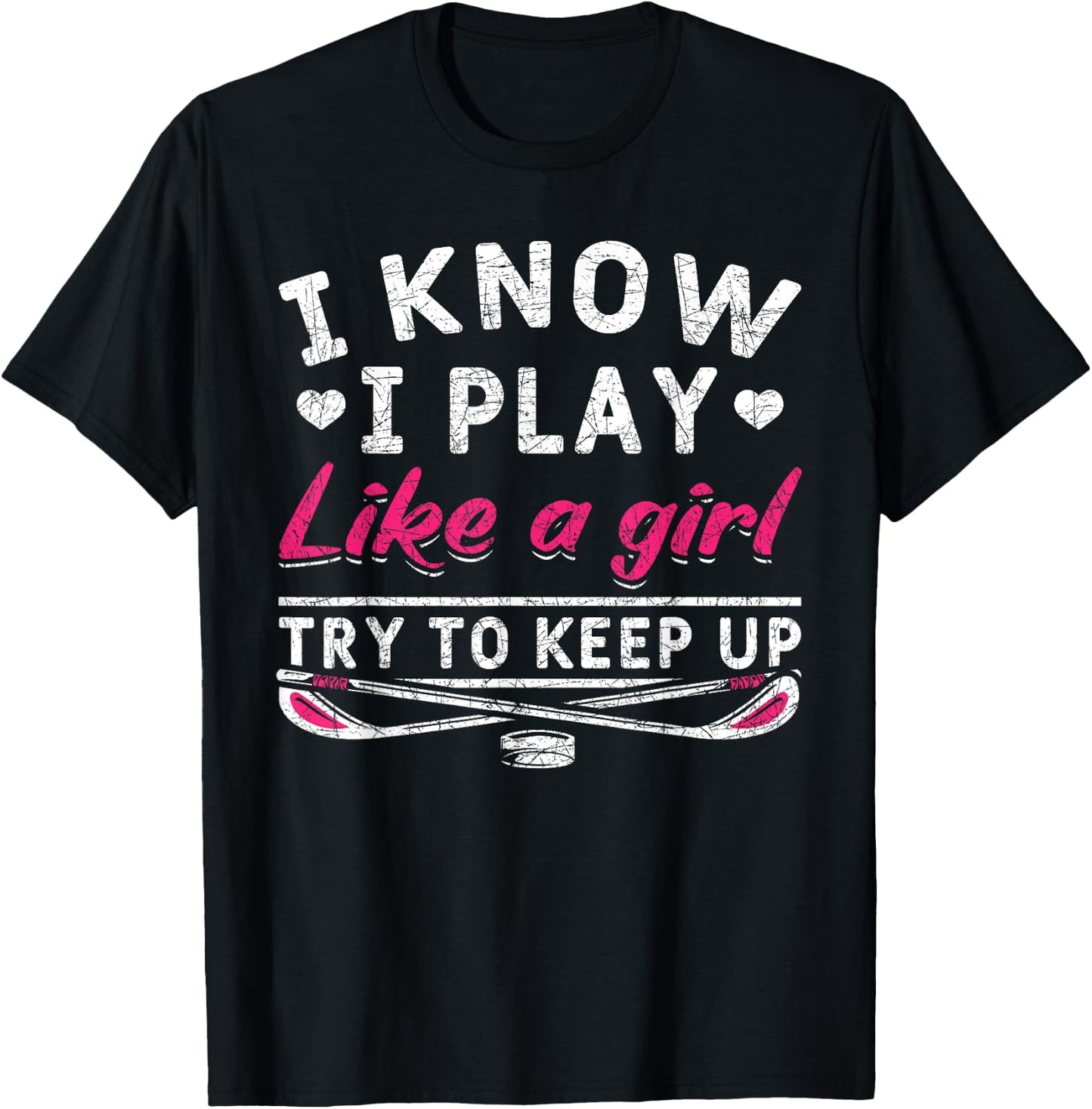 Hockey Player Women Girls Kids Gift Funny Ice Hockey T-Shirt - T-Shirt | Black