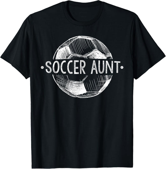 Soccer Aunt Family Matching Team Player Gift Sport Lover T-Shirt - T-Shirt | Black
