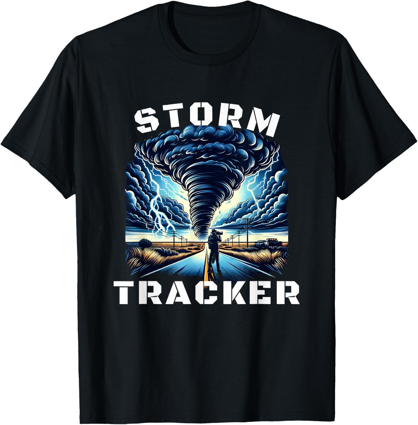 Tornado Hunter Meteorology Enthusiast Storm Tracker T-Shirt - T-Shirt | Black