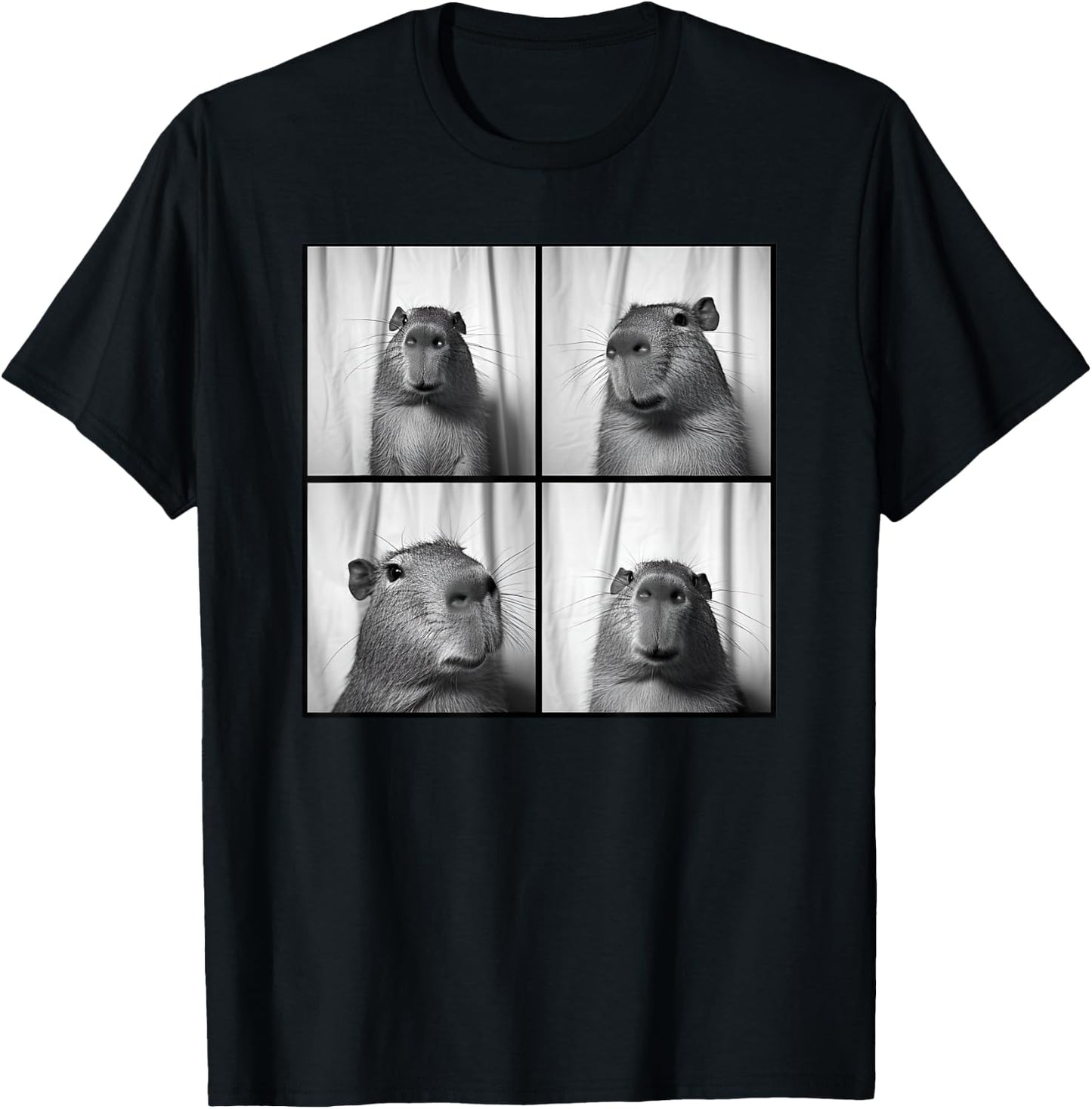 Capybara Capy Photobooth Picture Quirky Funny Odd Animal T-Shirt - T-Shirt | Black