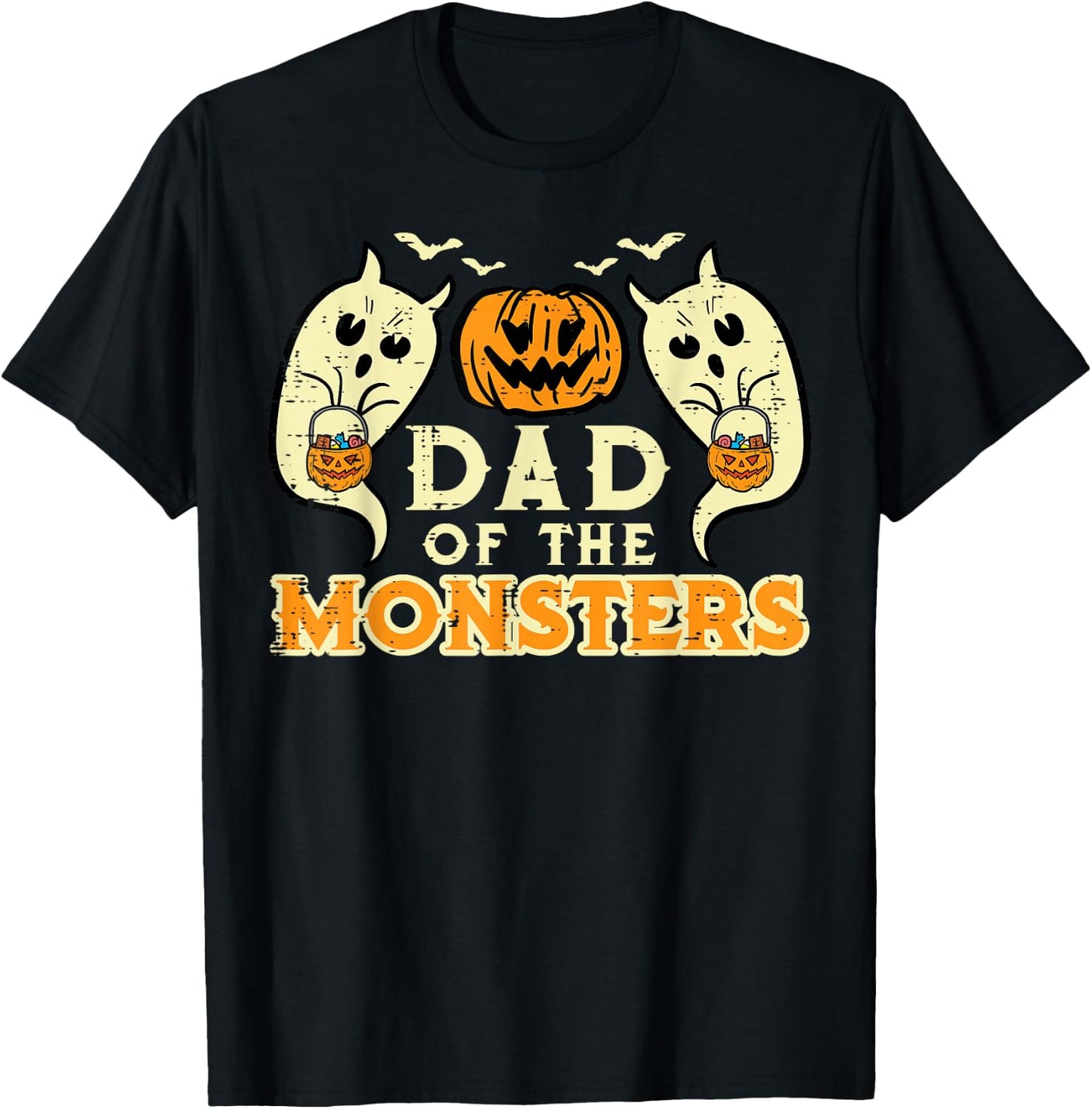 Halloween Dad Of Monsters Funny Family Costume Papa Daddy T-Shirt - T-Shirt | Black