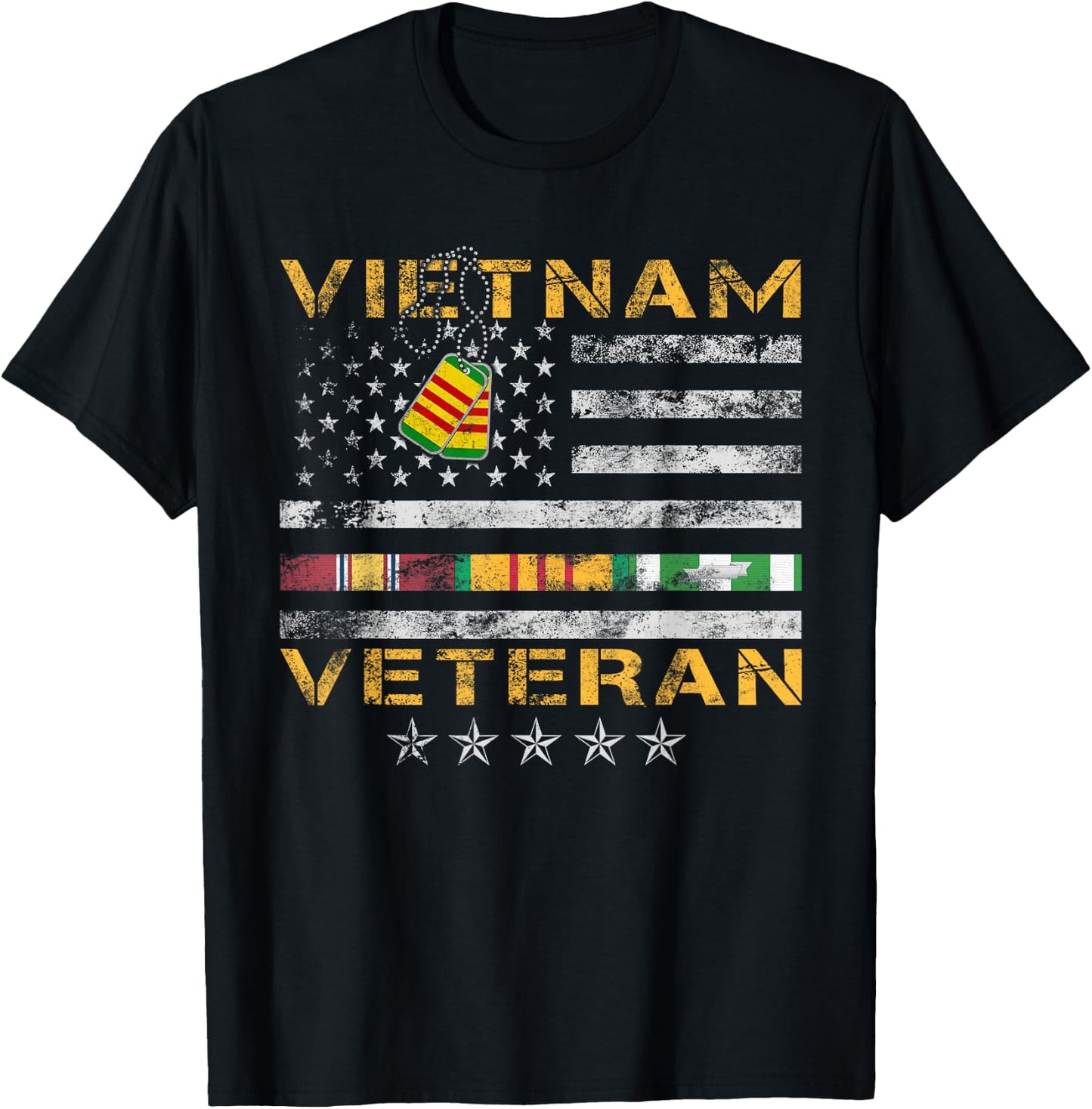 Proud Vietnam Veteran American Flag Shirt Vietnam War Vet T-Shirt - T-Shirt | Black