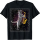 Cat Playing Saxophone | Cats In Space With Sax T-Shirt - T-Shirt | Black