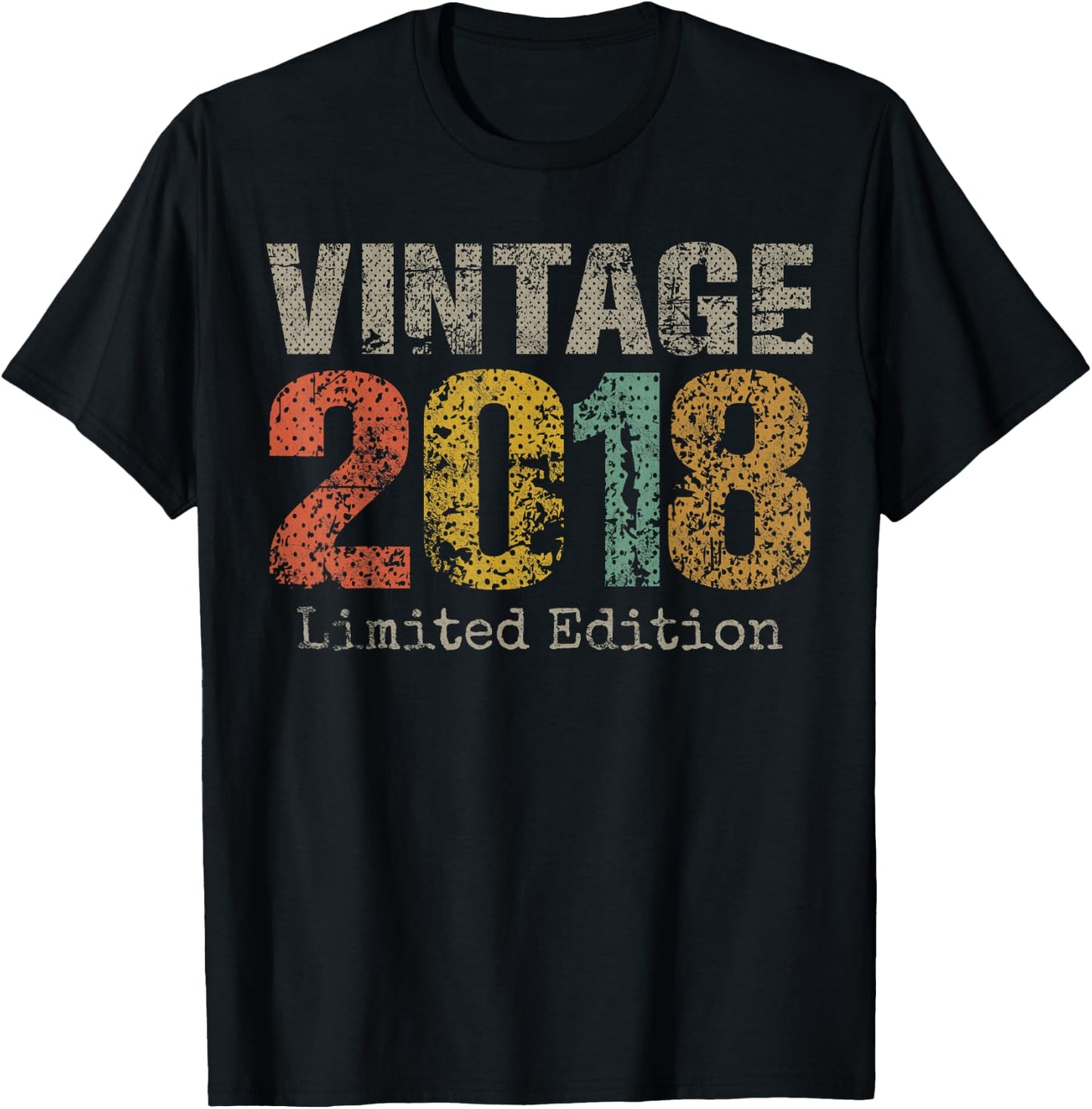 Vintage 2018 Limited Edition 7th Birthday Gifts 7 Year Old T-Shirt - T-Shirt | Black