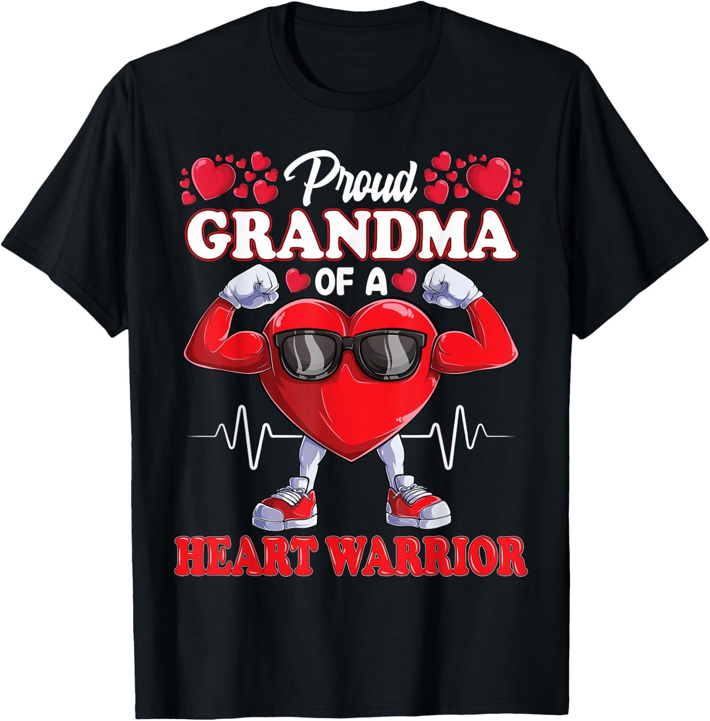 Proud Grandma of a Heart Warrior CHD Awareness T-Shirt - T-Shirt | Black