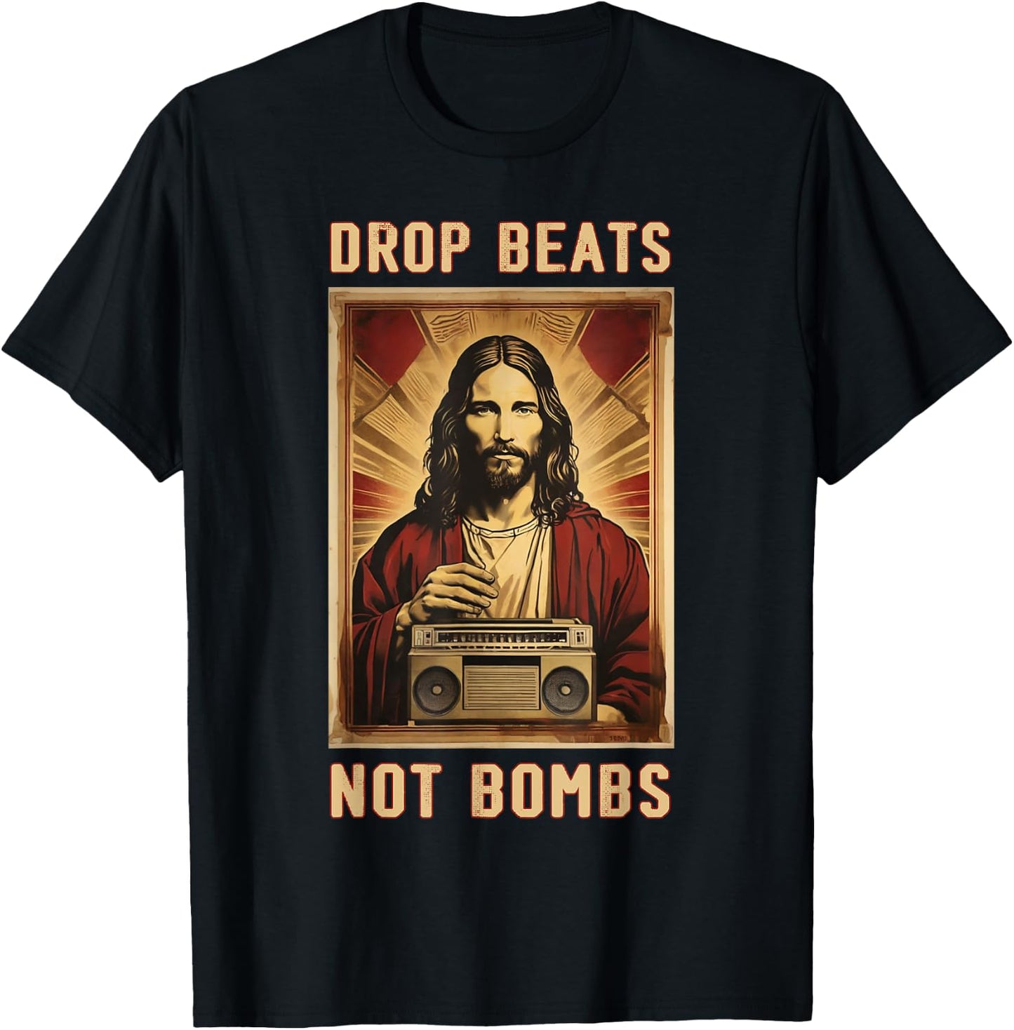Drop Beats Not Bombs Anti-War Jesus Christ T-Shirt - T-Shirt | Black