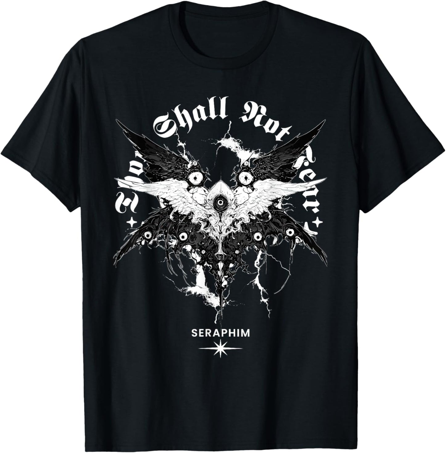 Gothic Seraphim Dark Aesthetic Biblical Angel T-Shirt - T-Shirt | Black