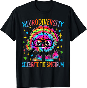 Neurodiversity Brain Autism Awareness ASD ADHD Men Women Kid T-Shirt - T-Shirt | Black
