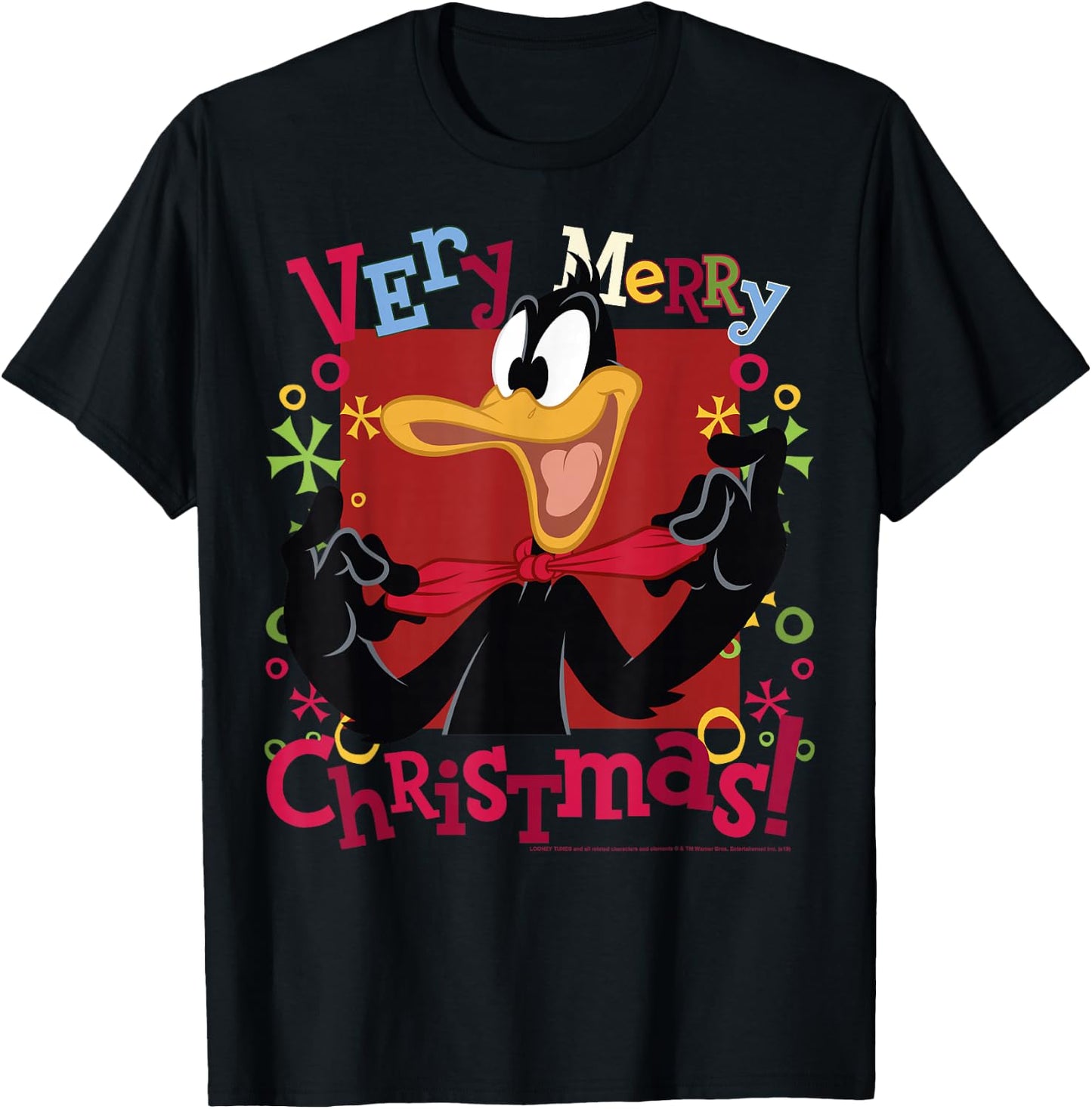 Looney Tunes Christmas Daffy Duck Very Merry Christmas T-Shirt - T-Shirt | Black