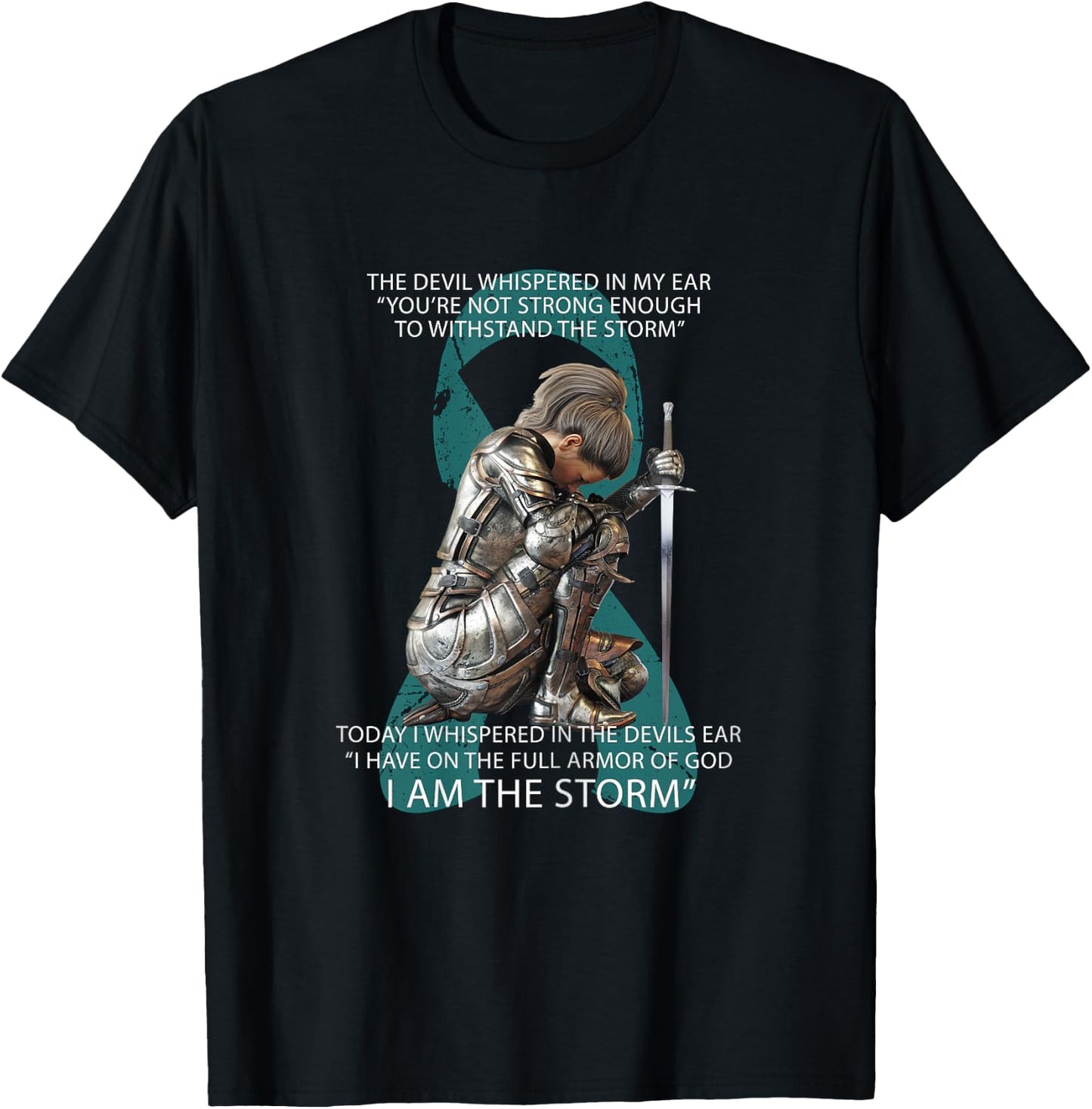 I Am The Storm Mom Sister Women Ovarian Cancer Awareness T-Shirt - T-Shirt | Black