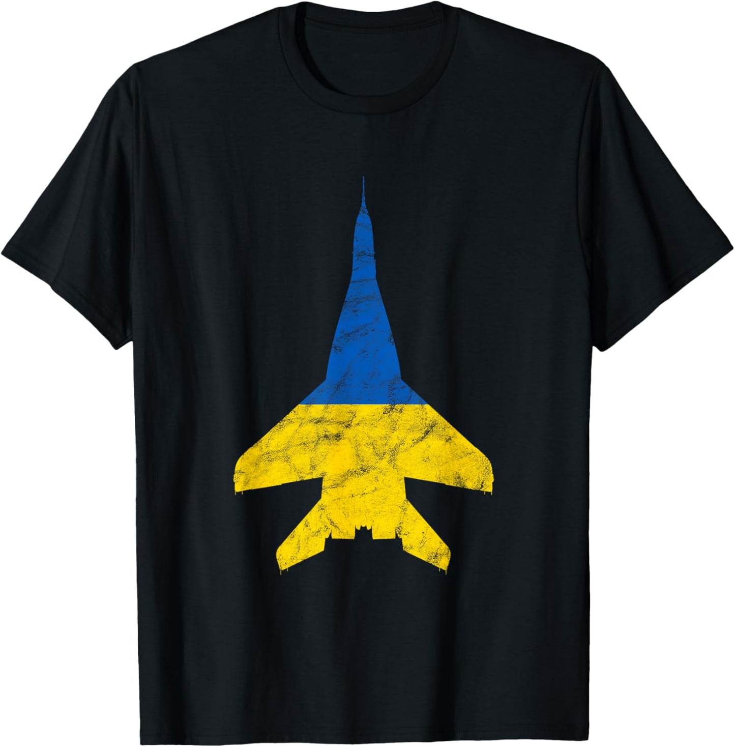 Ukraine MiG-29 Jet Fighter Airplane Vintage Flag Design T-Shirt - T-Shirt | Black