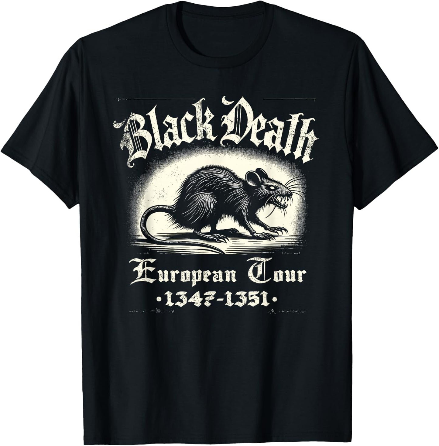 Black Death European Tour Plague Rat Medieval History T-Shirt - T-Shirt | Black