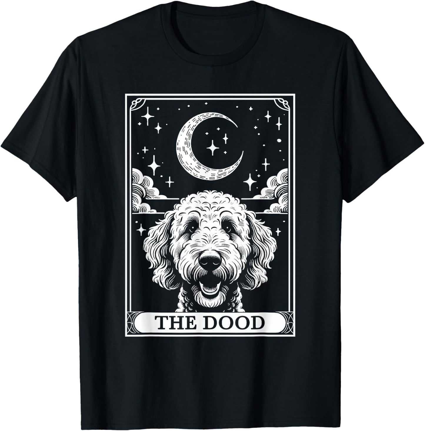 Tarot Card Vintage Crescent Moon The Dood Goldendoodle Mom T-Shirt - T-Shirt | Black