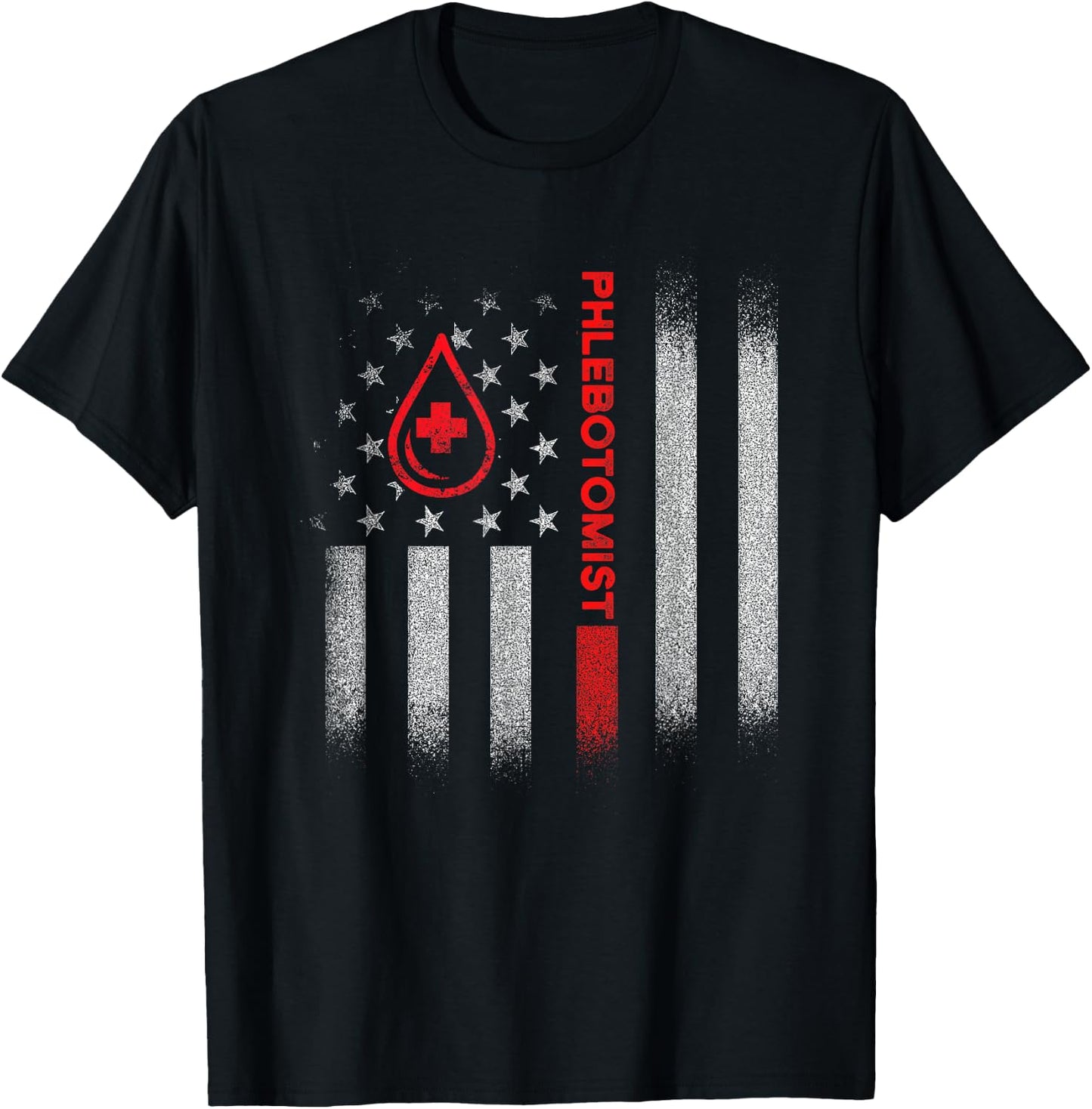 Phlebotomist US Flag Phlebotomy Technician Gifts T-Shirt - T-Shirt | Black
