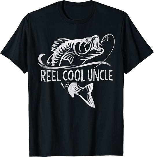Reel Cool Uncle Fishing Gifts Uncle Father's Day T-Shirt - T-Shirt | Black