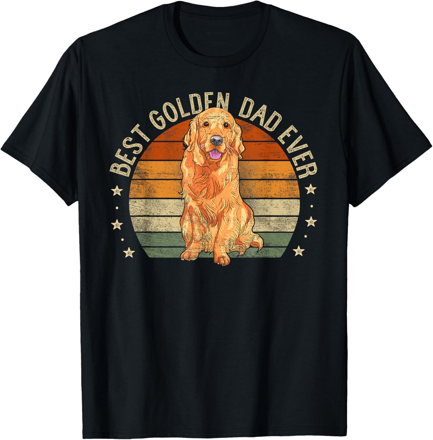 Best Golden Dad Ever Retro Golden Retriever Gifts Dog Daddy T-Shirt - T-Shirt | Black