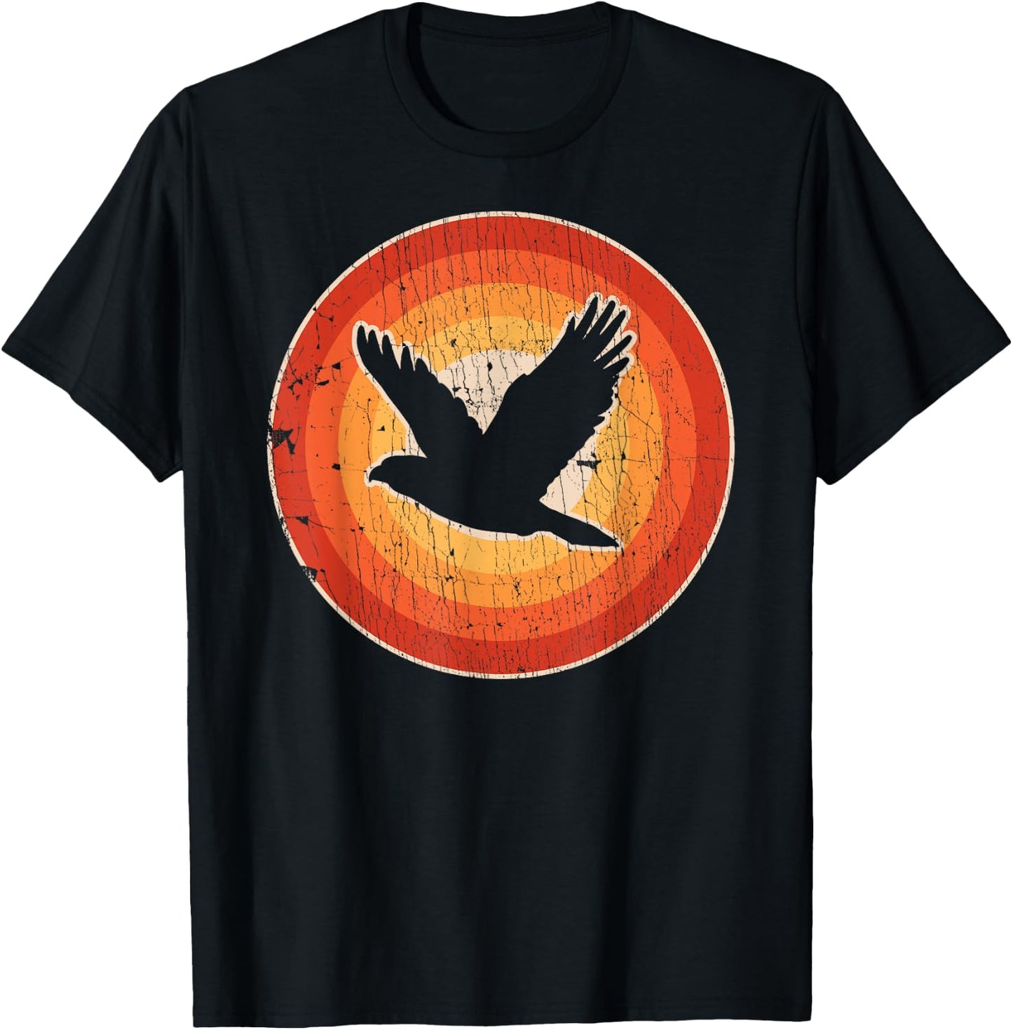 Falcon Retro Vintage 60s 70s Sunset Bird Lovers Men Women T-Shirt - T-Shirt | Black