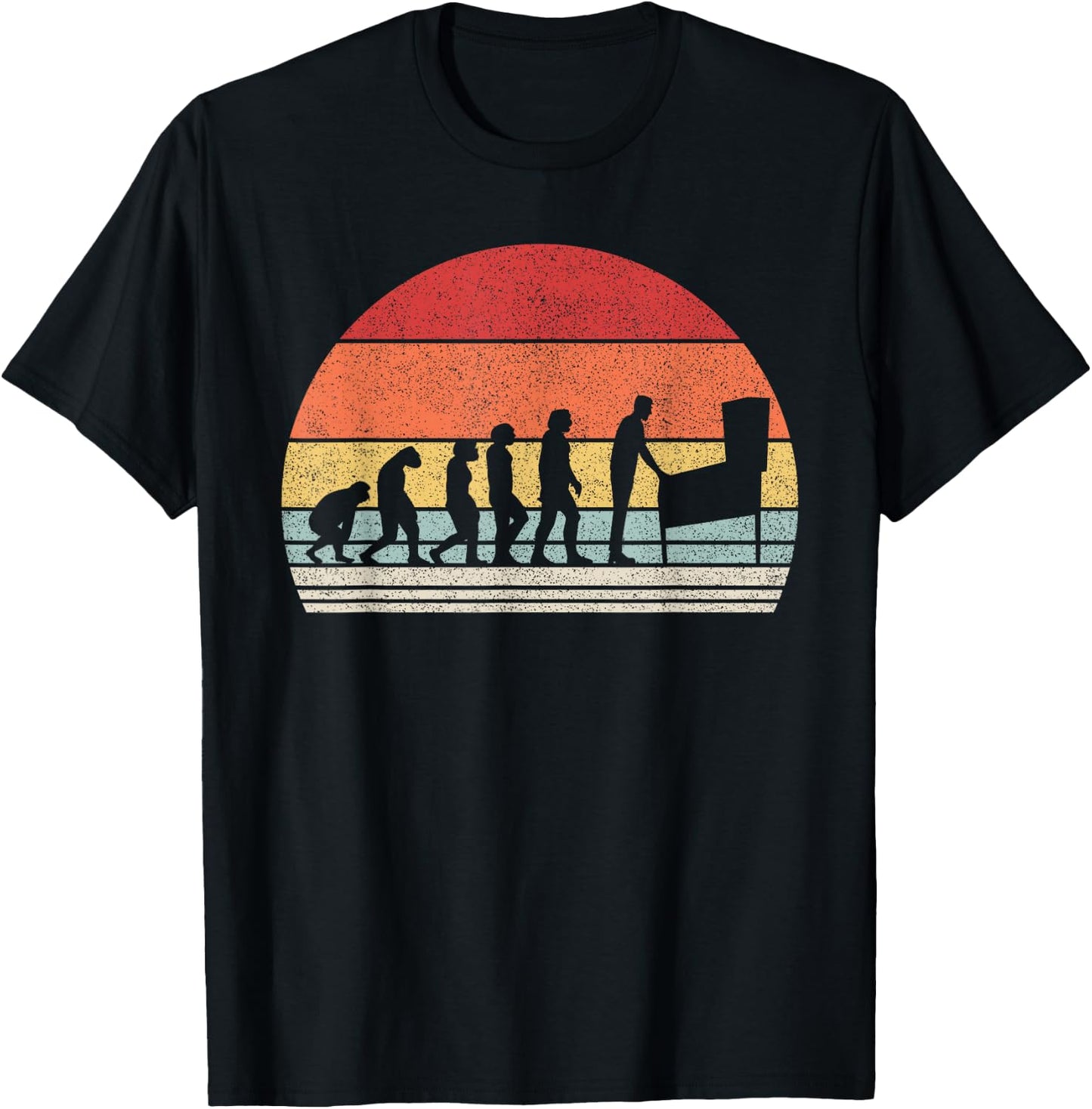 Vintage Retro Pinball Evolution T-Shirt - T-Shirt | Black