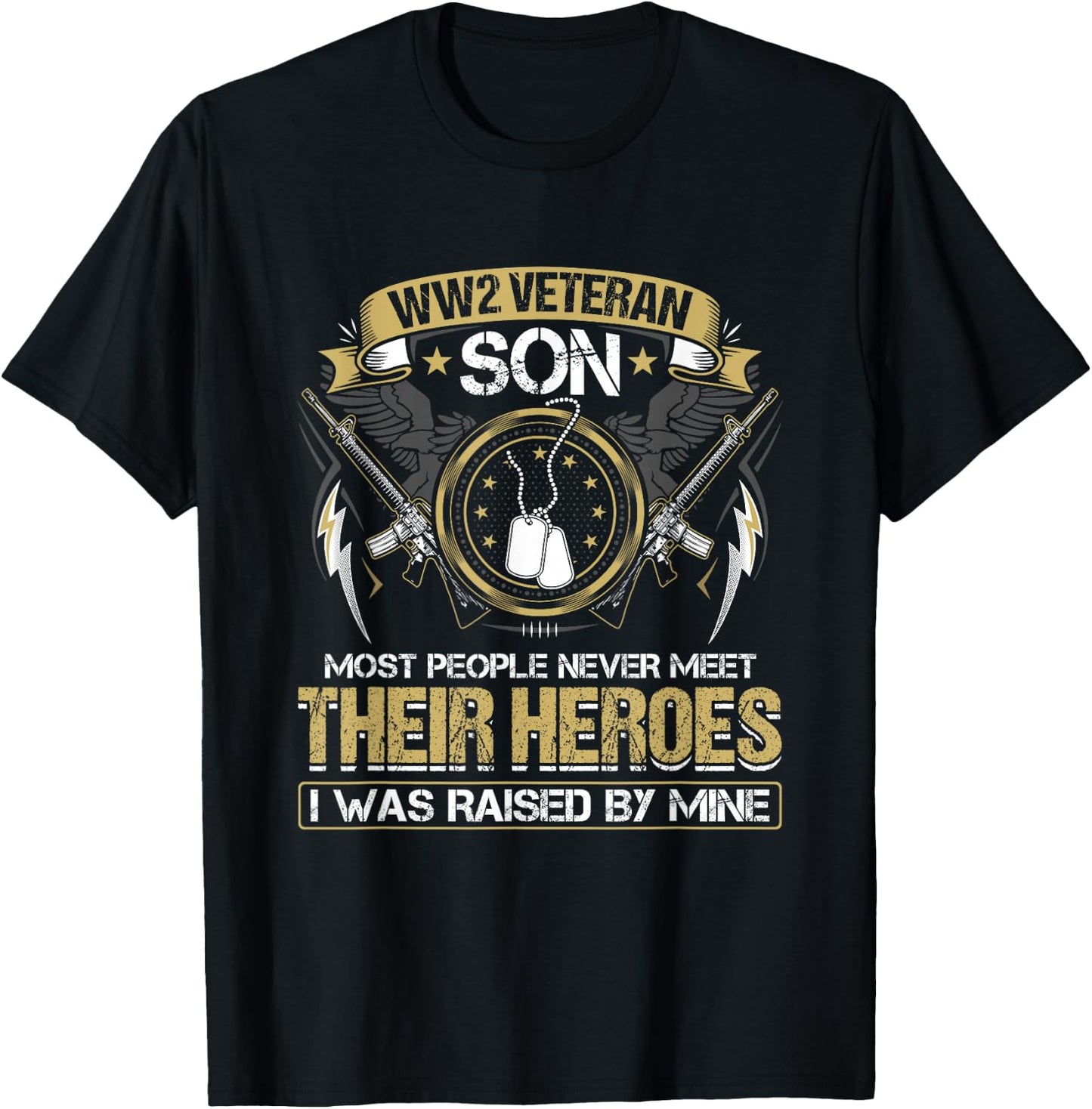 Proud World War 2 Veteran Son Military WW 2 Veterans Family T-Shirt - T-Shirt | Black