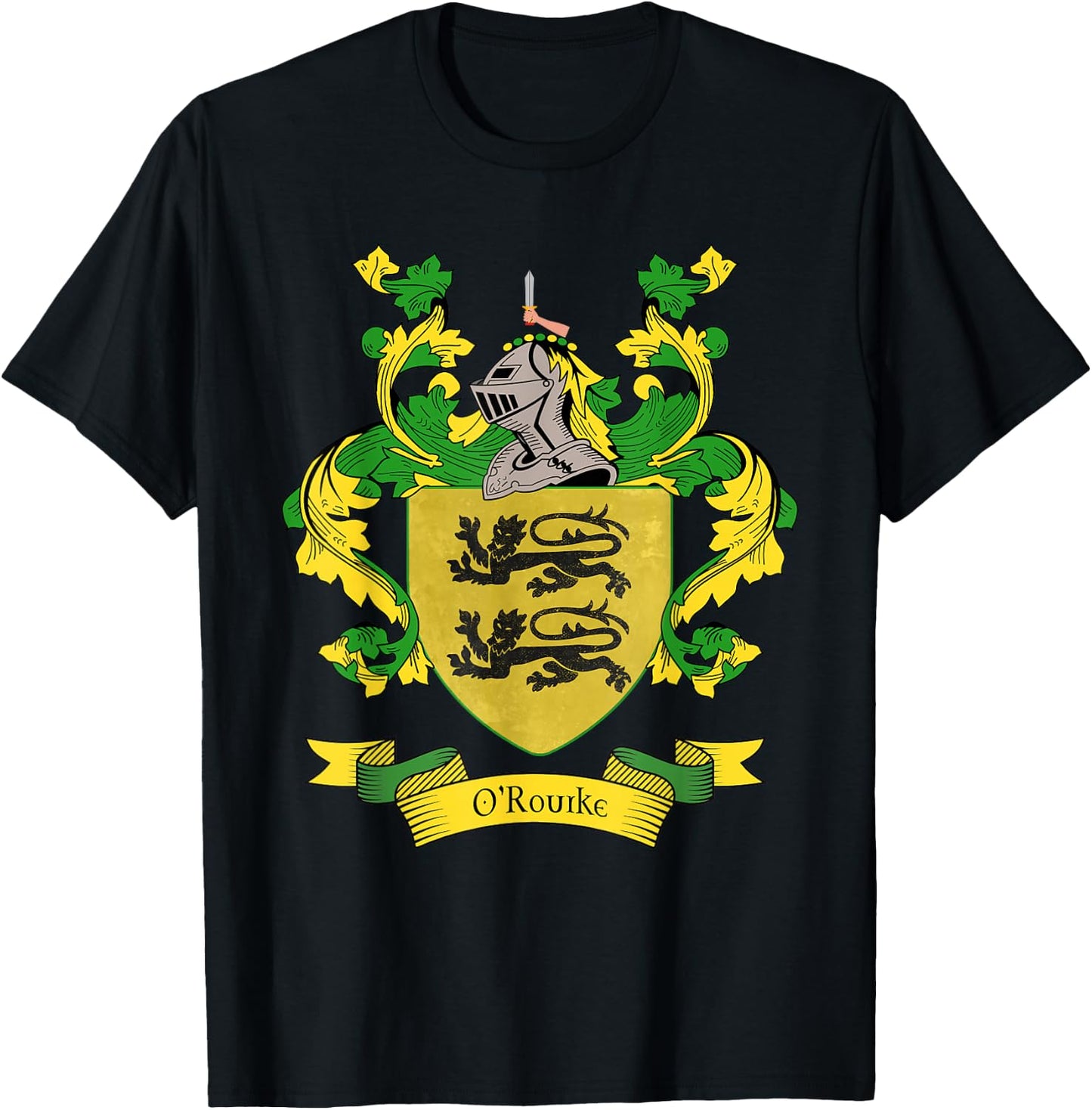 O'Rourke Coat of Arms | O'Rourke Surname Family Crest T-Shirt - T-Shirt | Black