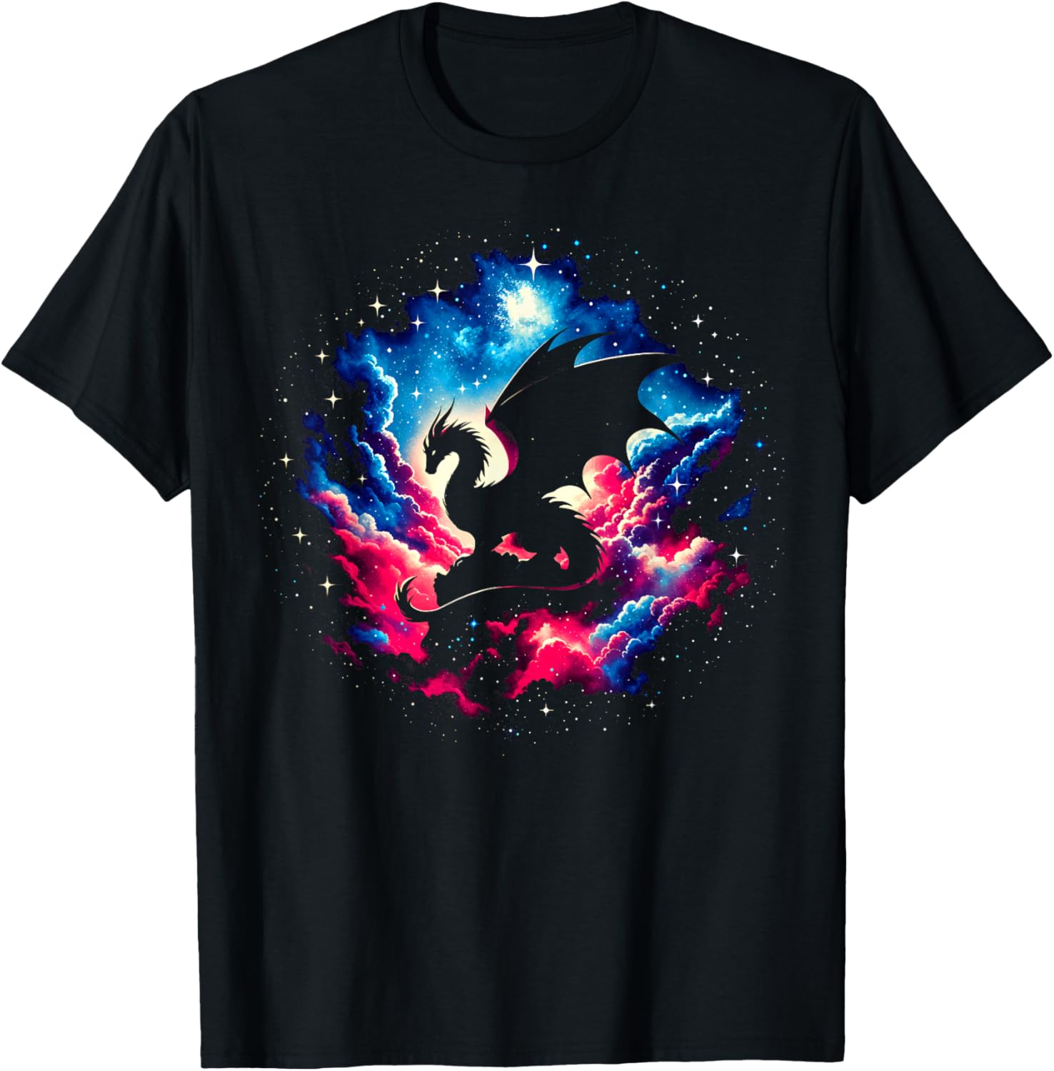 Cool Cosmic Dragon Galaxy Graphic Space Art T-Shirt - T-Shirt | Black