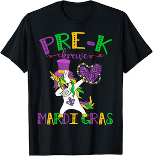 Pre-K Mardigras Unicorn Pre-K Krewe Unicorn Lover T-Shirt - T-Shirt | Black