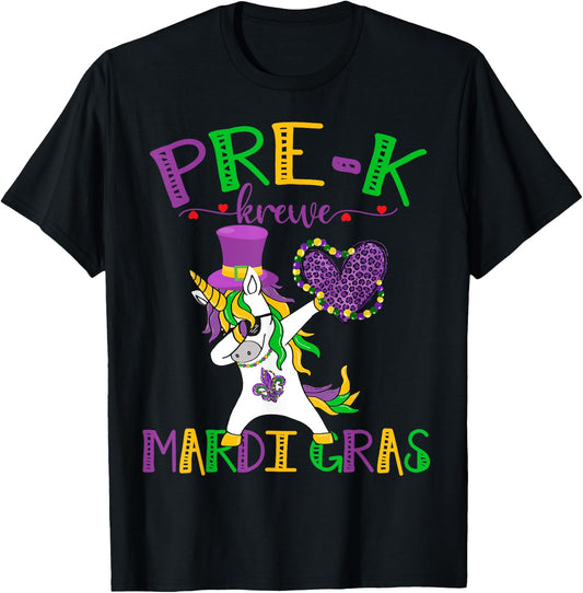 Pre-K Mardigras Unicorn Pre-K Krewe Unicorn Lover T-Shirt - T-Shirt | Black