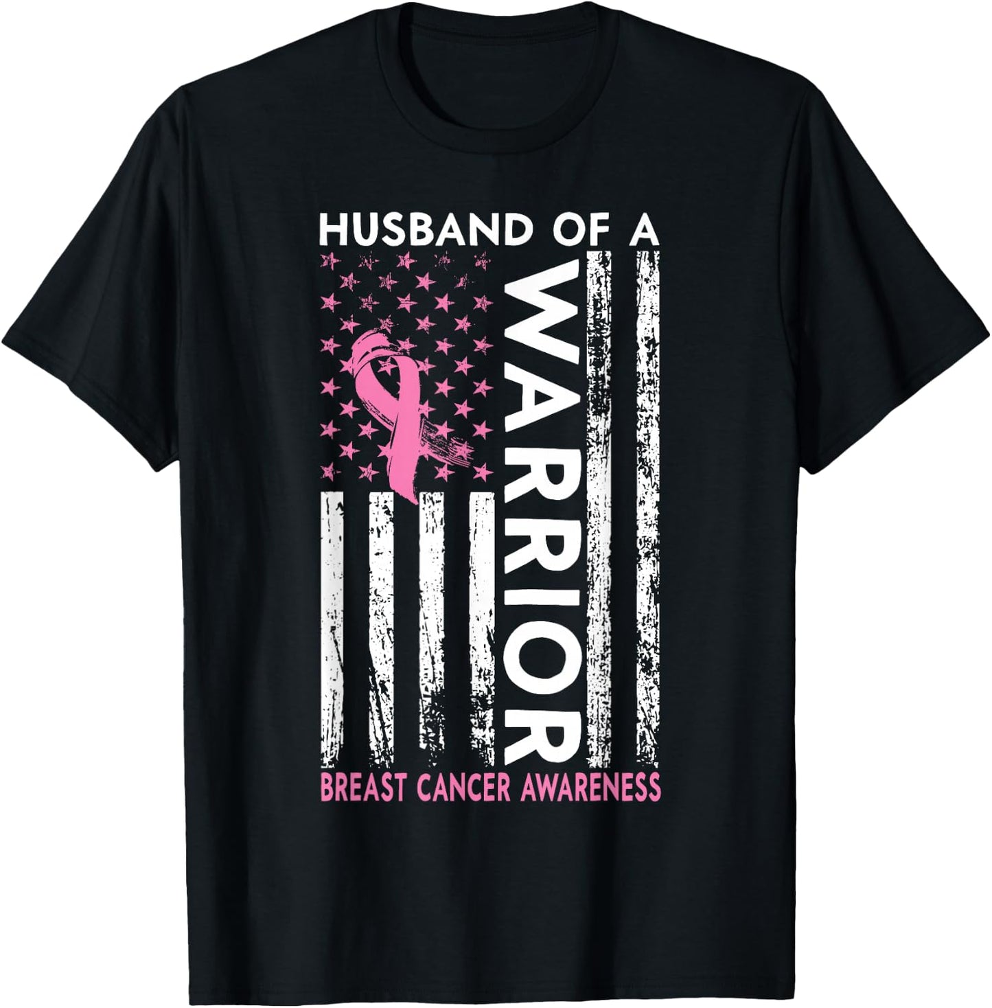 Husband Of A Warrior Breast Cancer Awareness T-Shirt - T-Shirt | Black