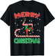 Gymnast Elf Christmas Pajama X-mas Candy Cane Snowflakes T-Shirt - T-Shirt | Black