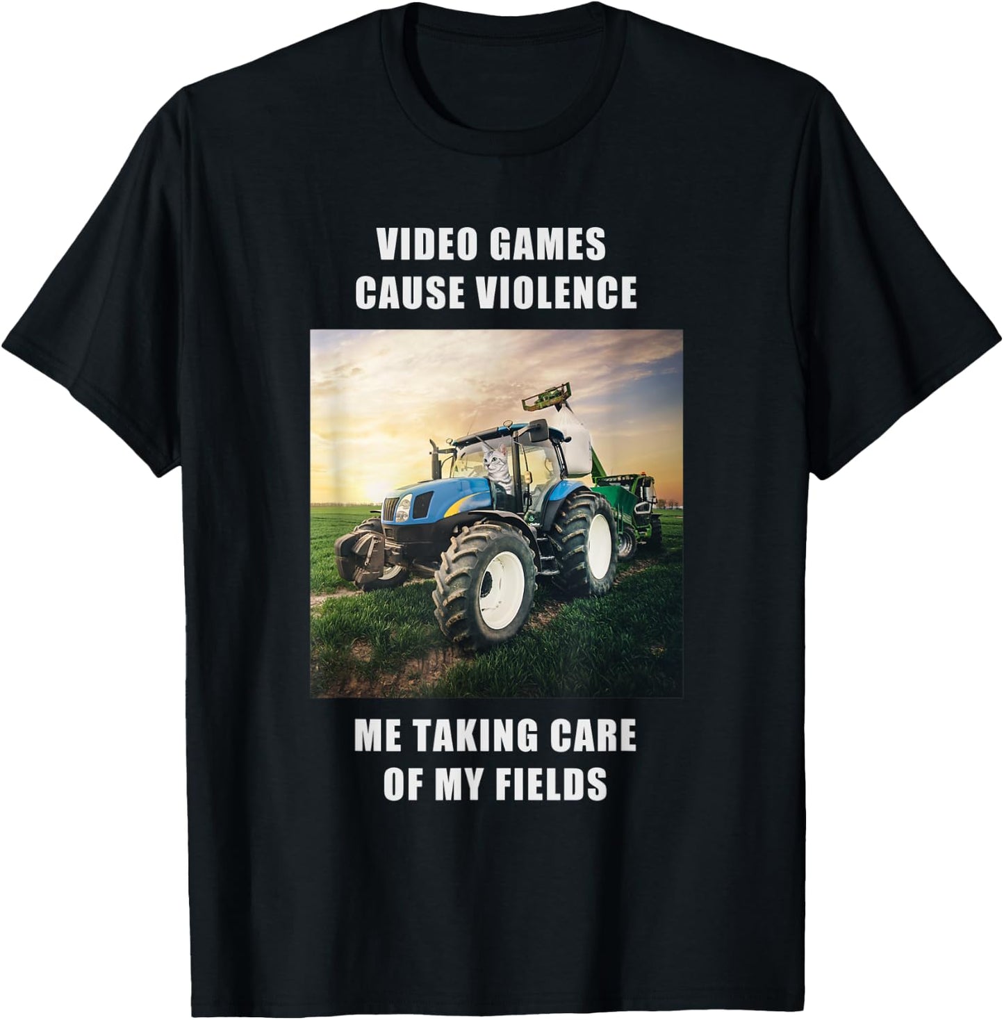 Videogames cause violence Gamer Farming T-Shirt - T-Shirt | Black