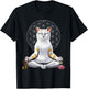 Cat Yoga Meditation Spiritual Zen Flower Of Life Men Women Kids T-Shirt - T-Shirt | Black