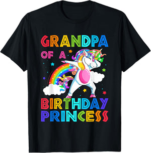 Grandpa Of The Birthday Princess Unicorn Rainbow Gifts T-Shirt - T-Shirt | Black