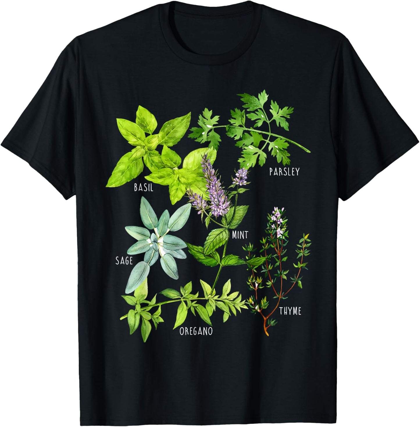 Herbs Plants T-Shirt - T-Shirt | Black