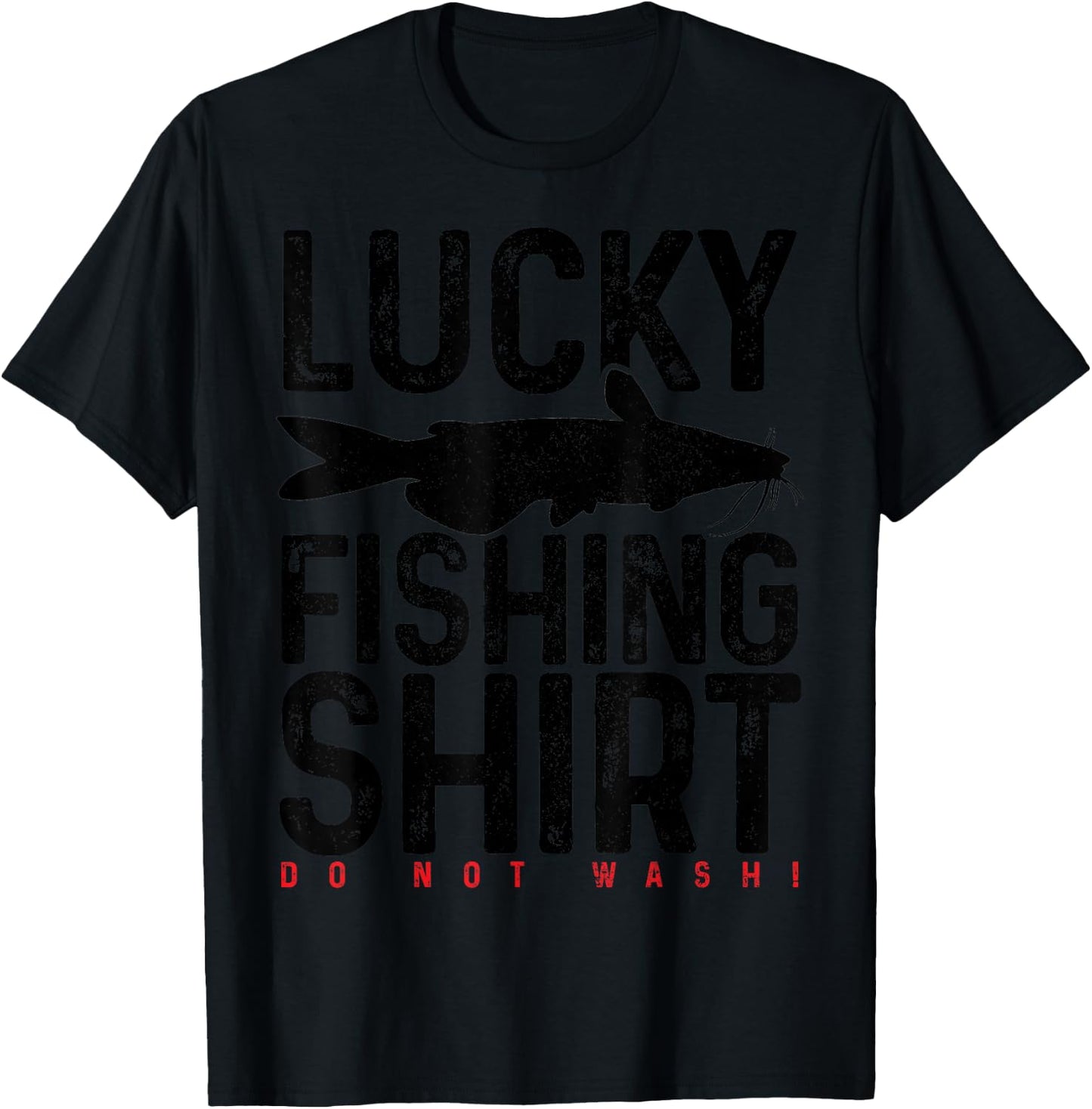 Catfish Fishing Funny Catfish Fishing Gift Lucky Charm T-Shirt - T-Shirt | Black