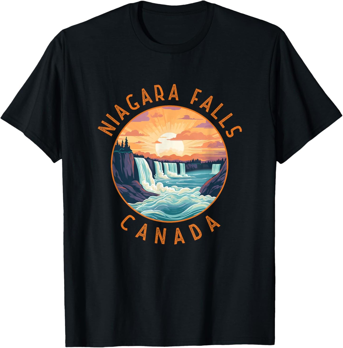 Niagara Falls Canada Retro Distressed Circle Vintage T-Shirt - T-Shirt | Black