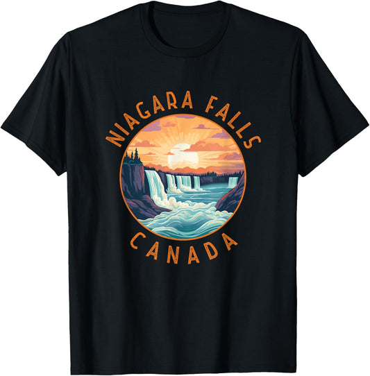 Niagara Falls Canada Retro Distressed Circle Vintage T-Shirt - T-Shirt | Black