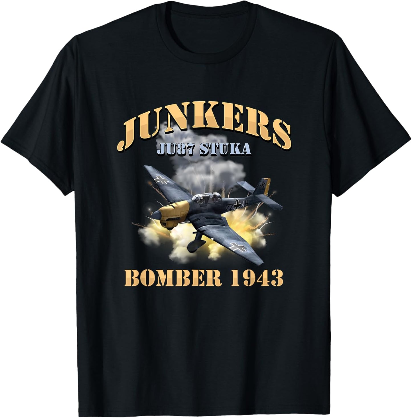 German Ju87 Stuka Vintage WW2 Bomber Veteran Pilot Gift T-Shirt - T-Shirt | Black