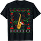 Saxophone Music Lover Xmas Gift Ugly Saxophone Christmas T-Shirt - T-Shirt | Black