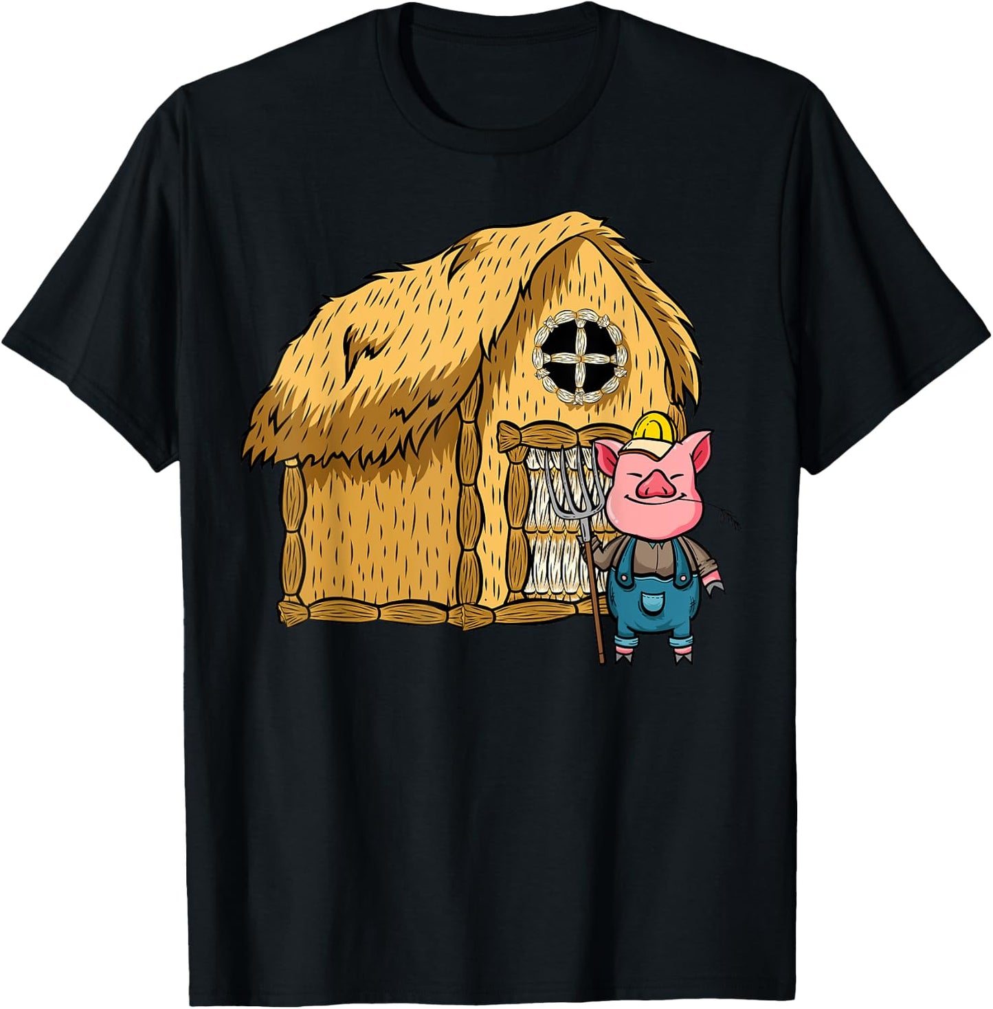 Three Pigs Lazy Halloween Costume - Straw House T-Shirt - T-Shirt | Black