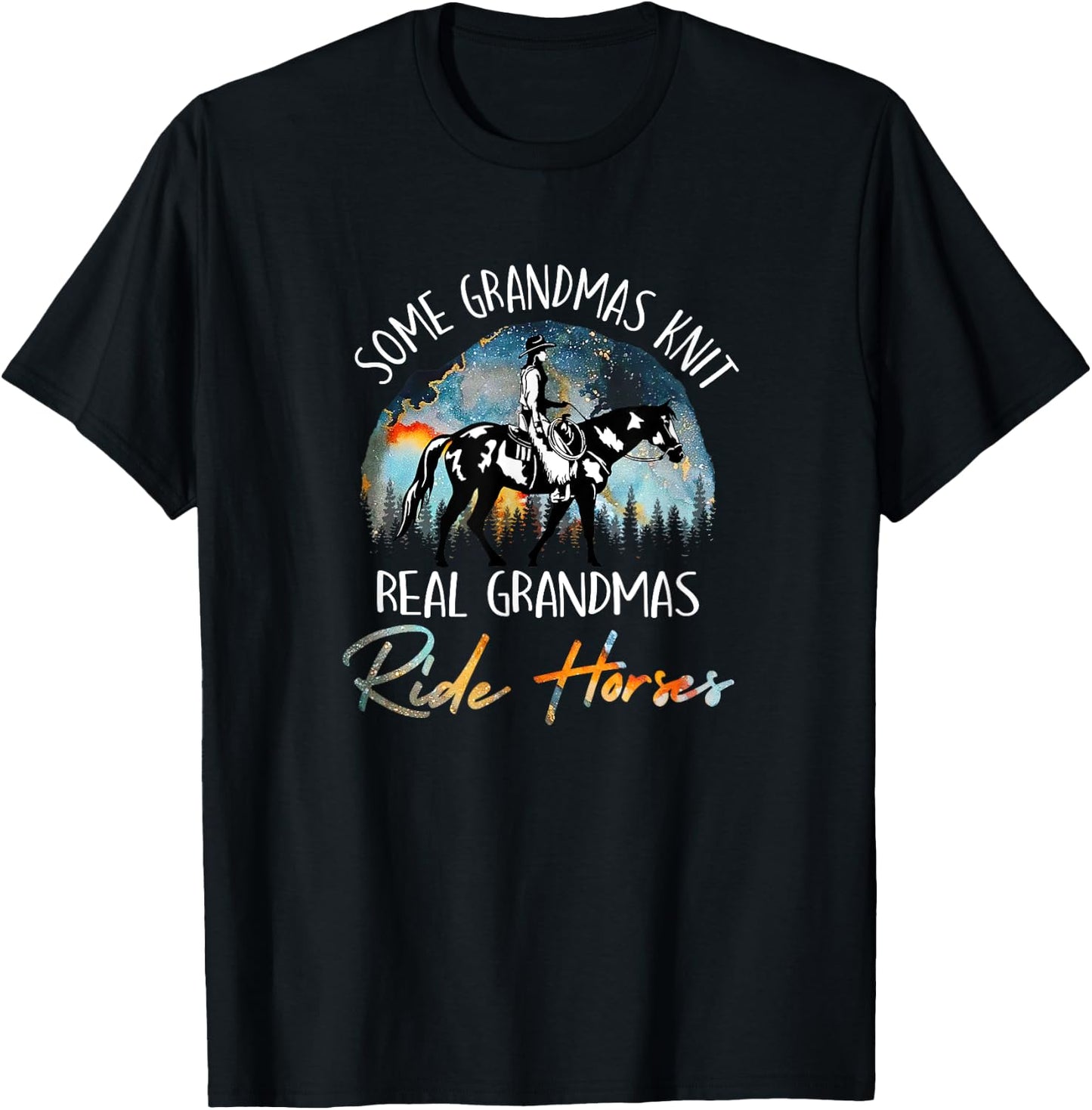 Real Grandmas Ride Horses Grandma Horse Riding Equestrian T-Shirt - T-Shirt | Black
