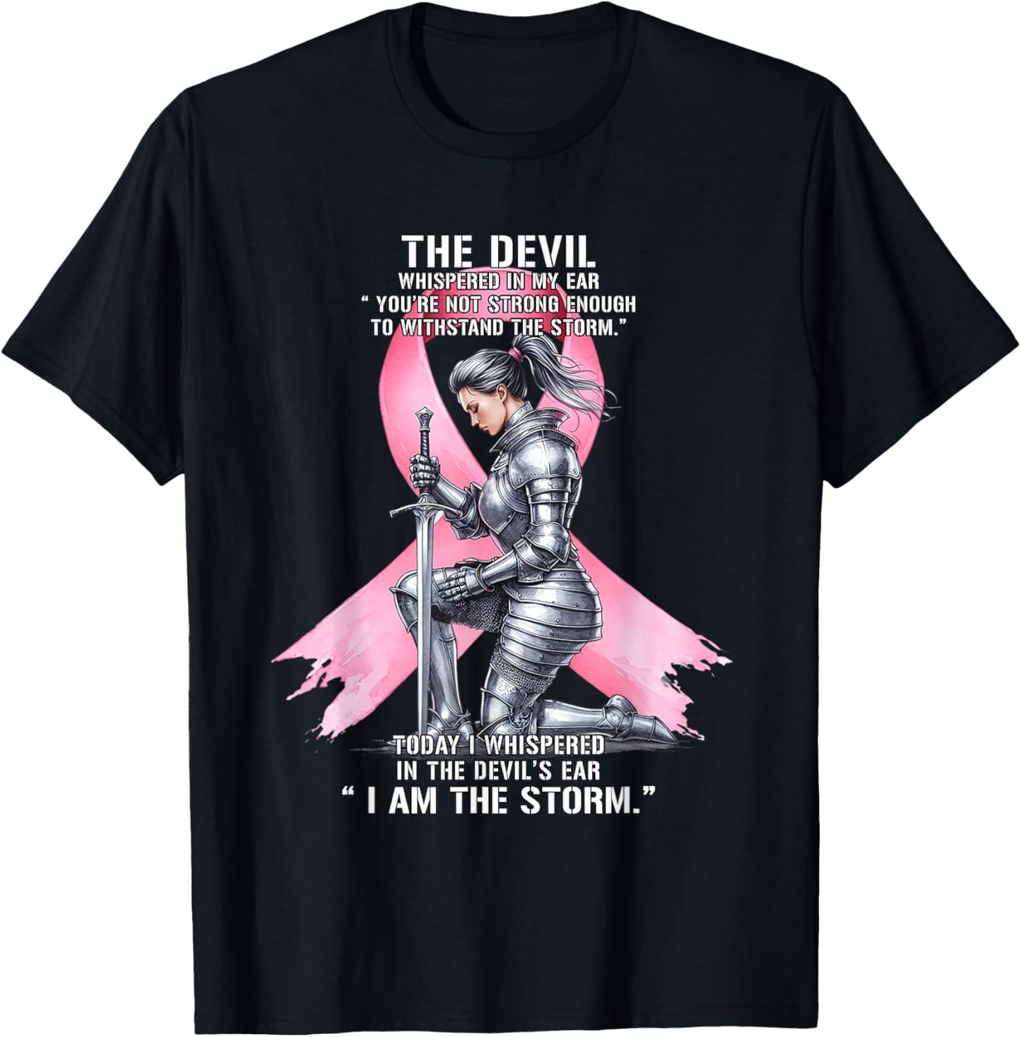 I Am The Storm Breast Cancer Warrior Christian Knight Women T-Shirt - T-Shirt | Black