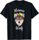 Mama Wolf Loving Flowers Wolf Pack Sweet Gift T-Shirt - T-Shirt | Black
