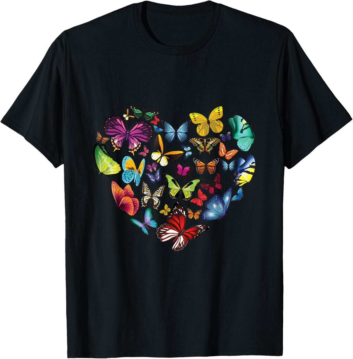 Butterfly Heart Butterflies Lover Lepidopterist Men Women T-Shirt - T-Shirt | Black