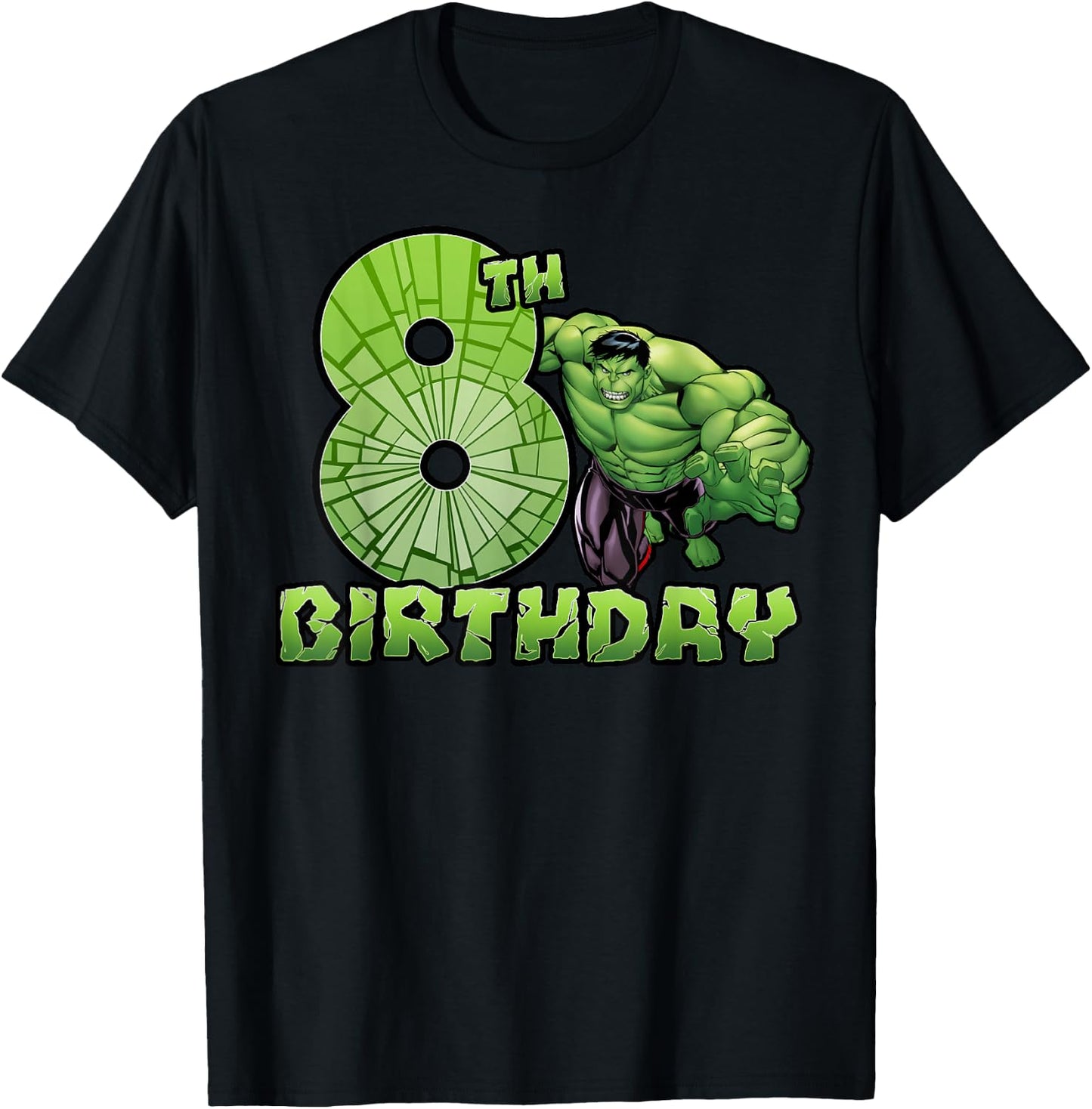 Marvel Avengers Hulk Smash 8th Birthday T-Shirt - T-Shirt | Black