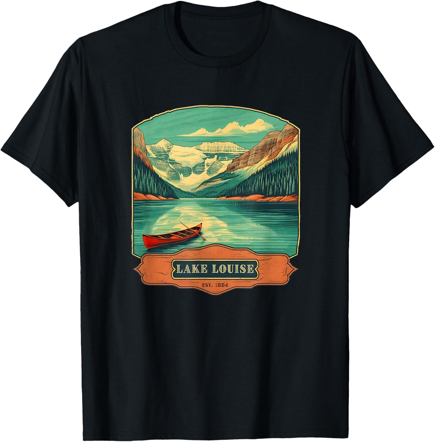 Vintage Style Lake Louise T-Shirt - T-Shirt | Black