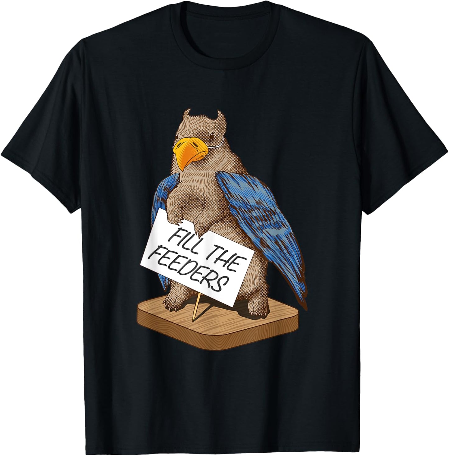 Fill The Feeders Funny Squirrel Dressed Like A Bird T-Shirt - T-Shirt | Black