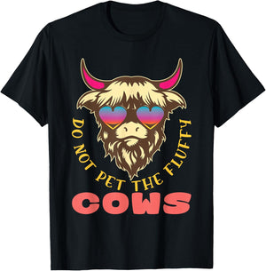 Retro Do Not Pet The Fluffy Cows Vintage Bison Buffalo T-Shirt - T-Shirt | Black