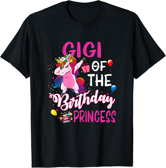Gigi Of The Birthday Princess Unicorn Girl T-Shirt - T-Shirt | Black